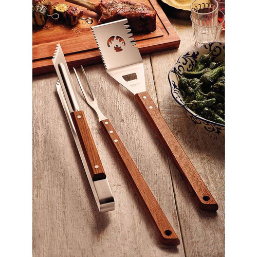 Bbq hardwood tool set piece - bbq,