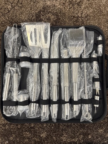 Stainless steel bbq tool set - stainless,