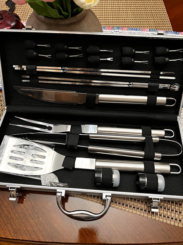 Stainless steel bbq tool set - stainless,