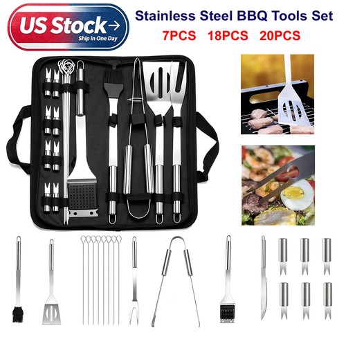 20pcs bbq tool set stainless - bbq,