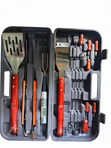 Bbq tool set wood handles - tool,